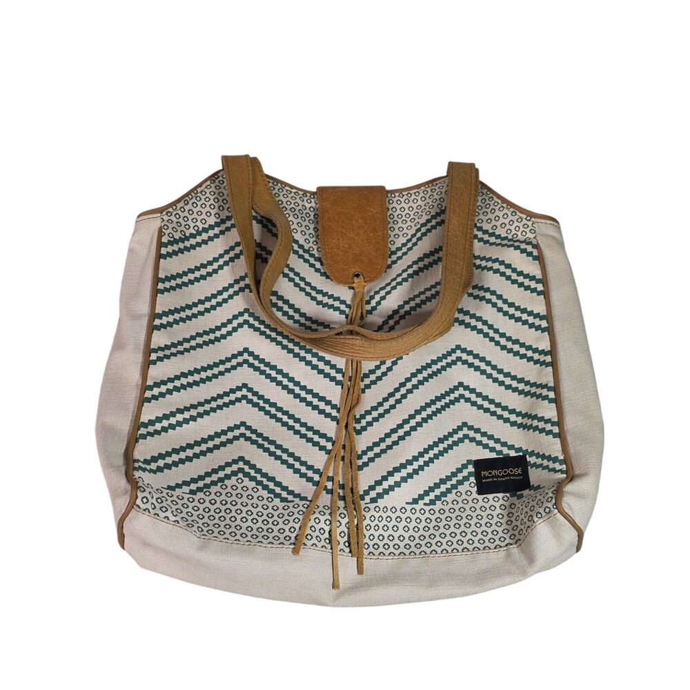 Mongoose Handcrafted Tote Green Chevron Pattern Bag